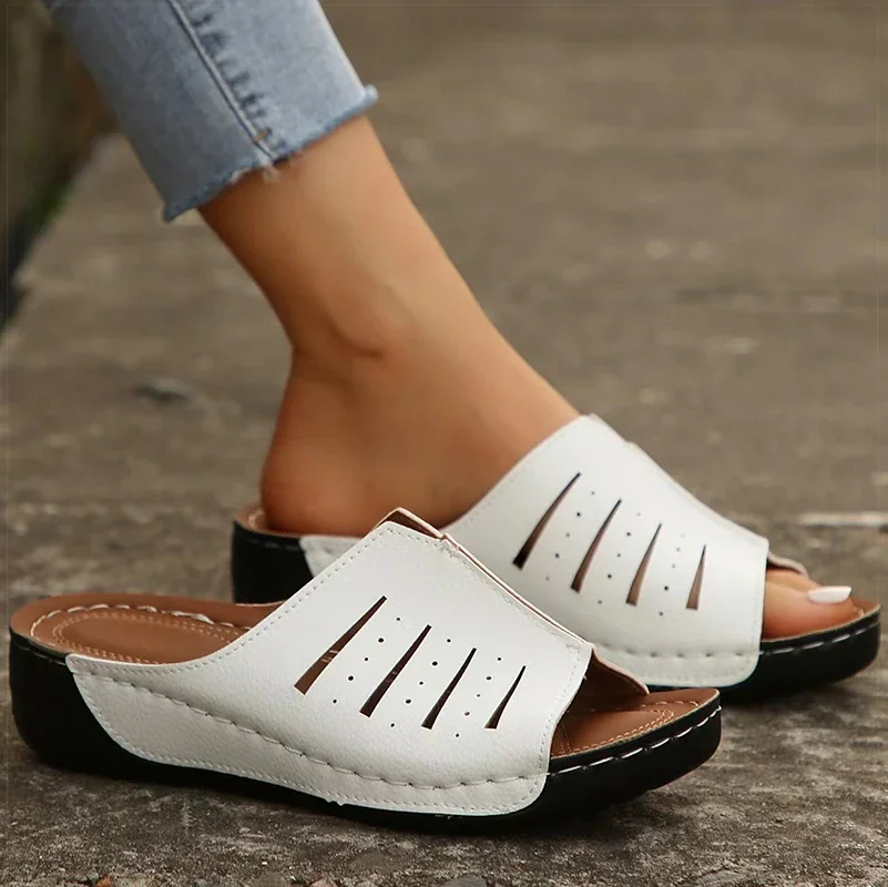 Women Sandals Peep Toe Heels Sandals Summer Wedge Shoes Women Heeled Sandals 2024 New Wedges Slippers Women's Summer Footwear - Image 5