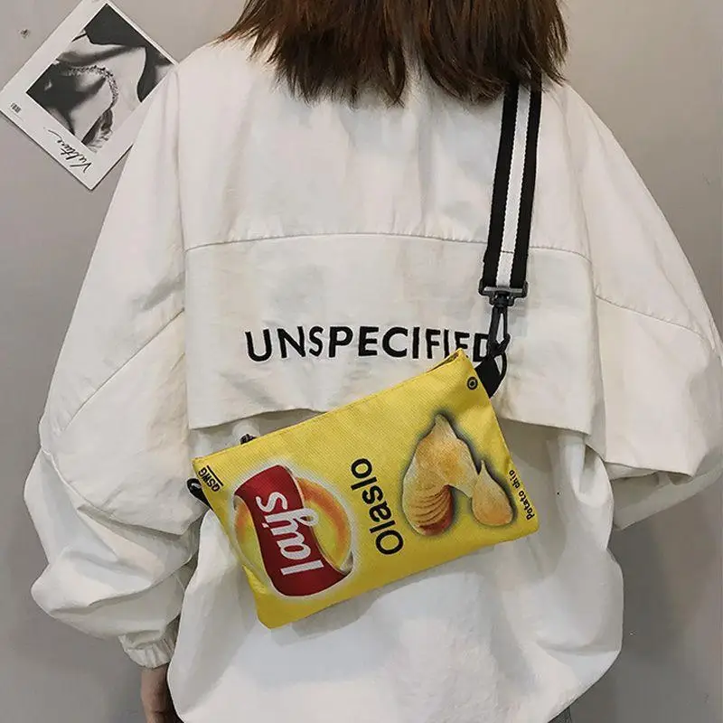 Potato Chip Snack Pattern Crossbody Bag, Women's Version Small Single Shoulder Bag, Funny Envelope Bag for Women Girls Phone Bag - Image 5