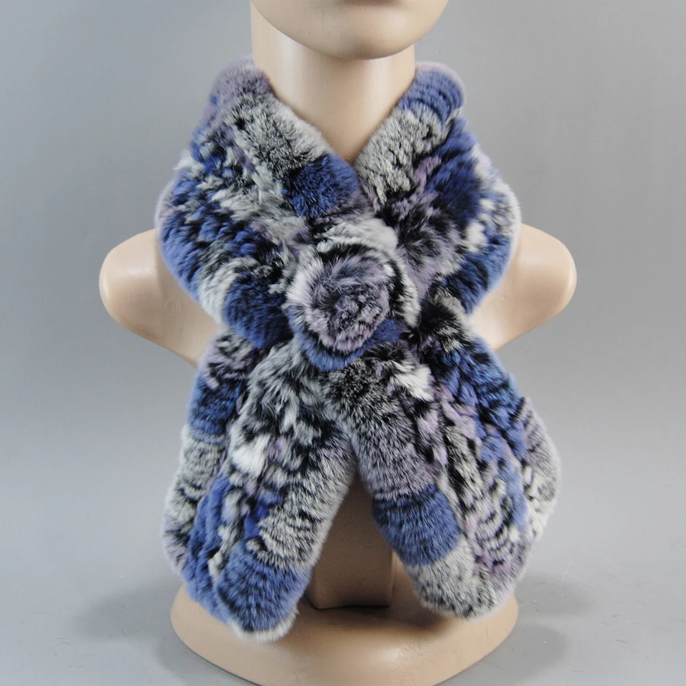 New Style Hand Knitted Real Natural Rex Rabbit Fur Scarf Women Winter Warm Rex Rabbit Fur Scarves Lady Soft Real Fur Neckerchief - Image 10