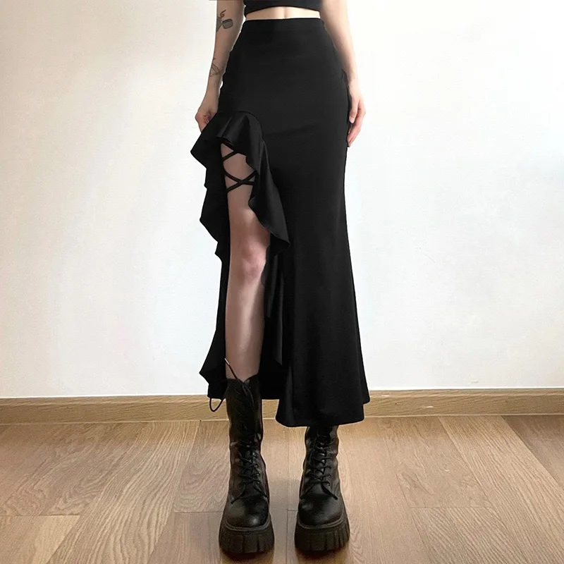 cross-border foreign trade spring and summer new sexy irregular strap open high Fanny pack hip senior sense skirt women - Image 5
