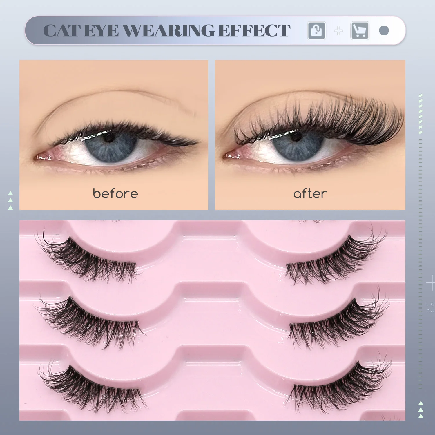 GROINNEYA Half Eyelashes Fluffy Cat Eye Lashes Style Natural Long 3D Faux Mink Lashes Winged End Eye Elongated Eyelash Extension - Image 4