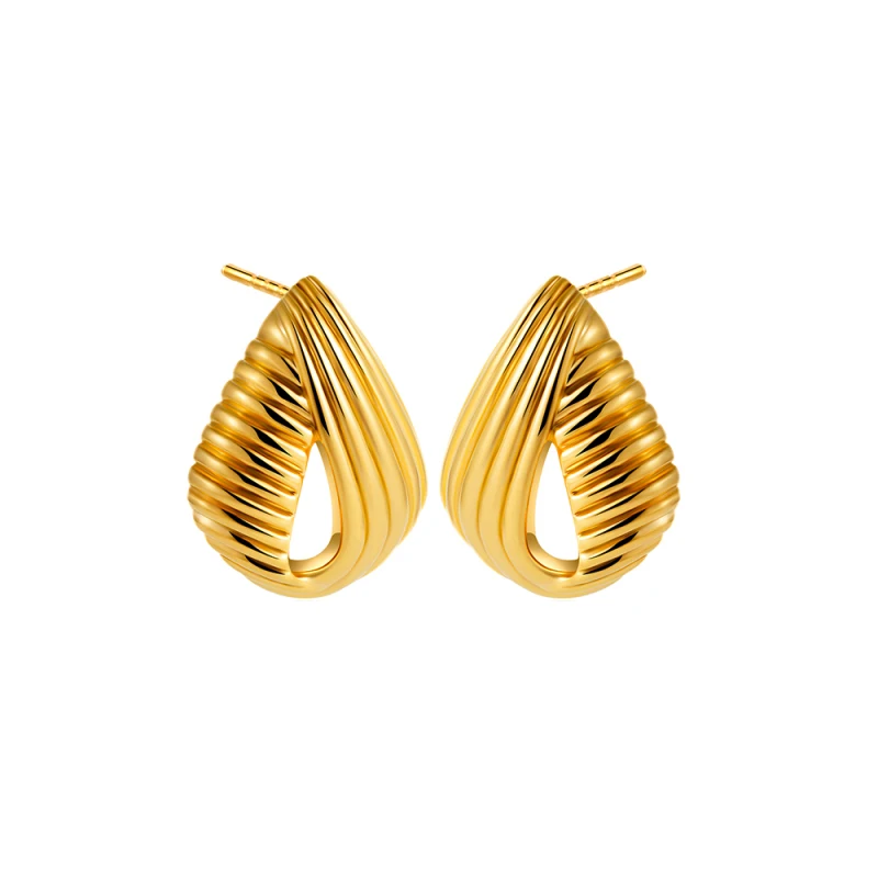 Vintage Texture Gold Plated Stainless Steel Earrings for Women Geometric Circle Twist Statement Earring Fashion Jewelry Bijoux - Image 19