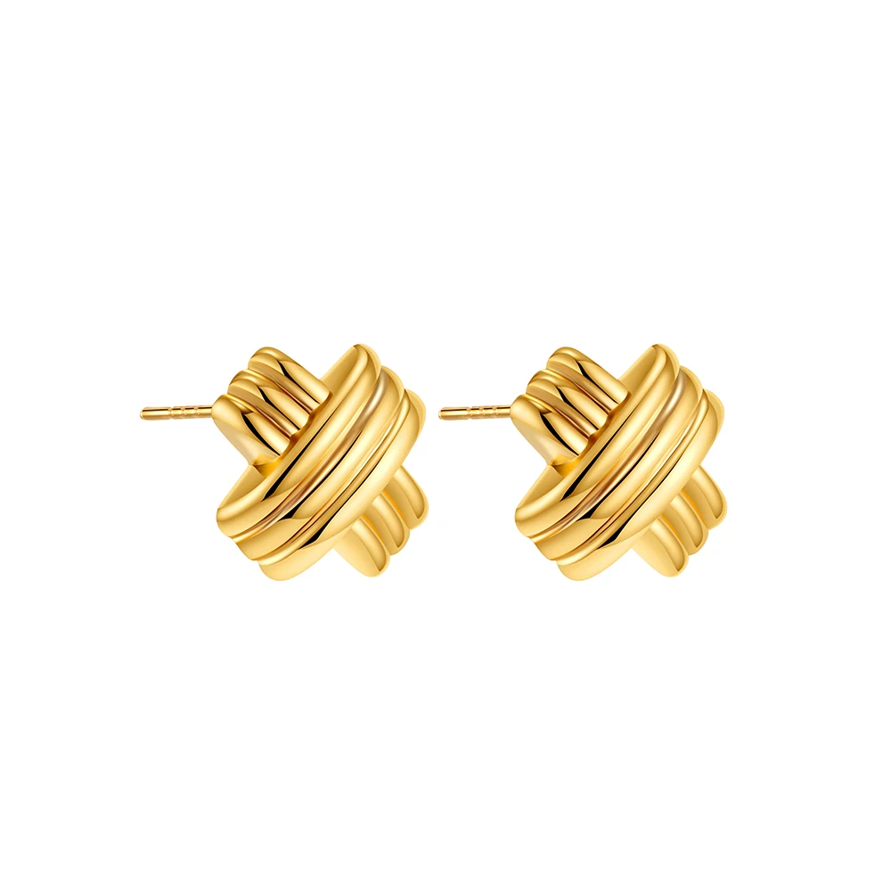 Vintage Texture Gold Plated Stainless Steel Earrings for Women Geometric Circle Twist Statement Earring Fashion Jewelry Bijoux - Image 9