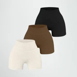 High-waisted Yoga Pant For Women, Designed To Lift And Shape, Tight-fitting With Solid Color And Ribbed Texture, Sports  Shorts