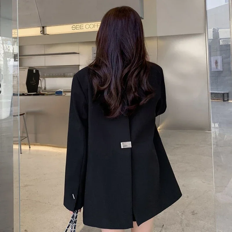 Long Women's Blazers Loose Jacket Dress Clothing Female Coats and Jackets Solid Over Black Youthful Woman Clothes New Outerwear - Image 4