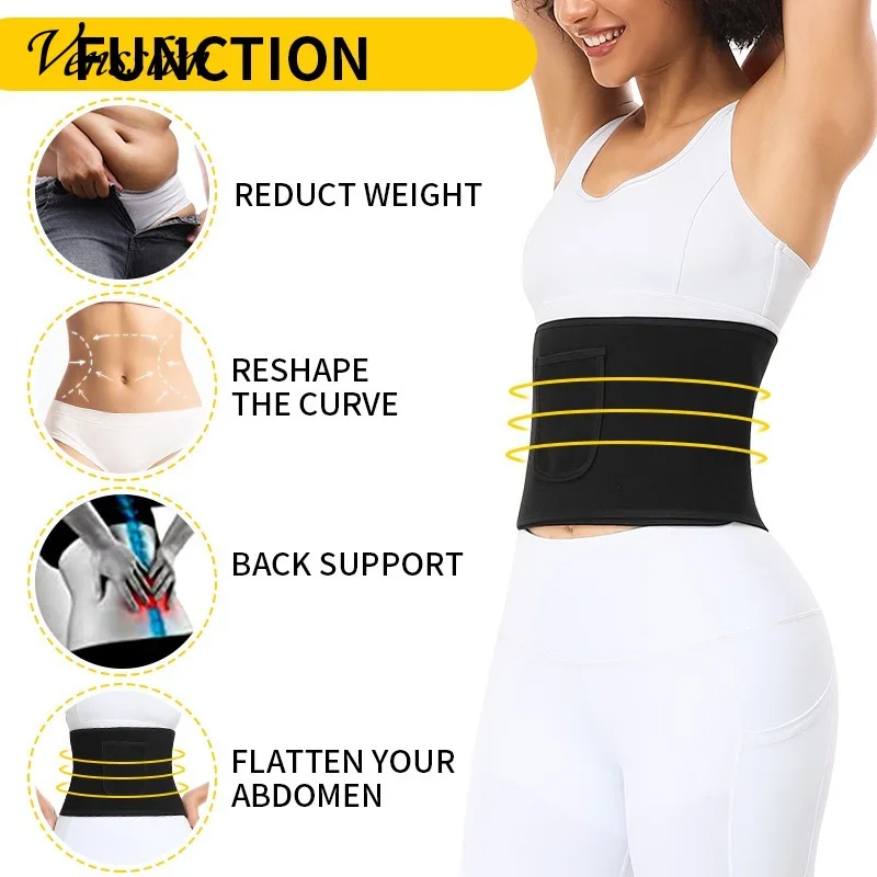 Vensslim Women Waist Trainer Belt with Pocket free adjustable Belly Trimmer Sauna Sweat Body Shaper Workout Girdle Shapewear - Image 4