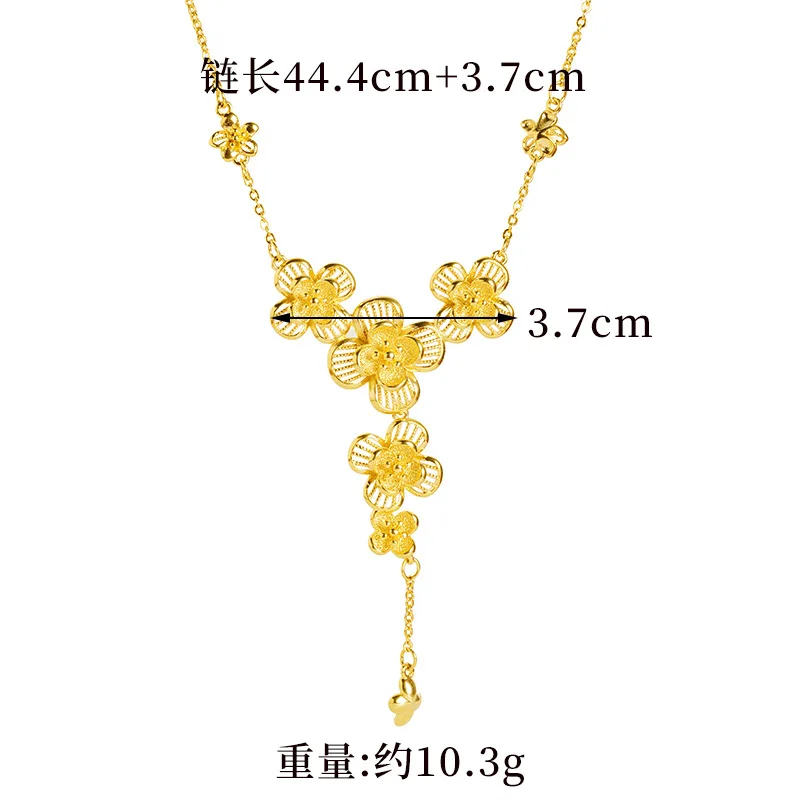 Luxury 24K 9999 Pure Gold real gold Women's Plum Blossom Snow Hollow Flower Tassel Necklace - Image 4