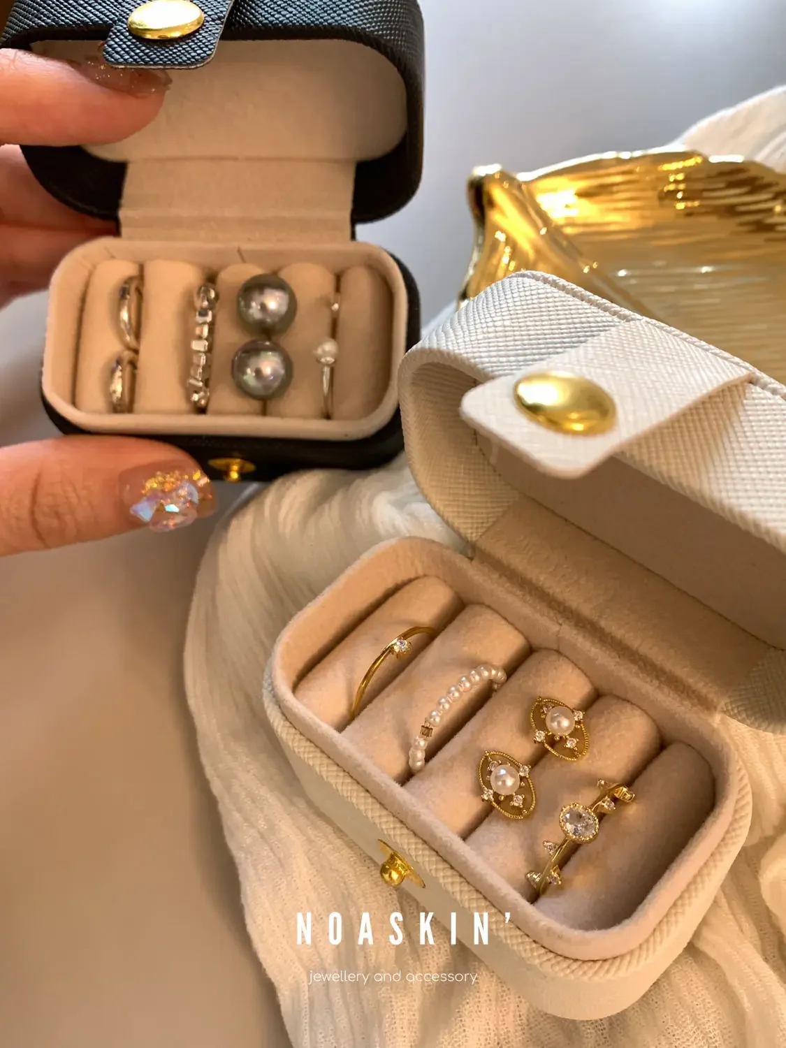 Mini Ring Box Portable Small Jewelry Organizer Display Travel Simple Mini Gift Case Boxes Leather Earring Necklace Holder - Image 4