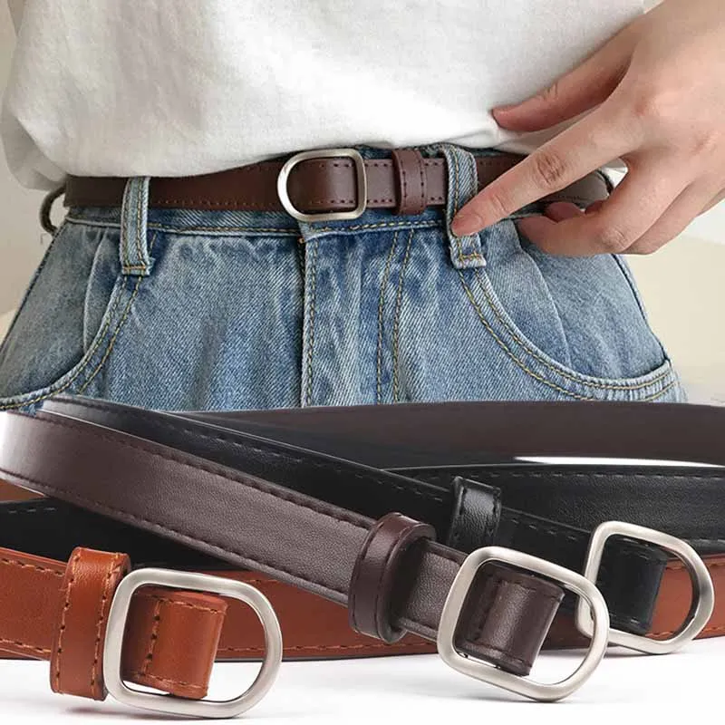 Luxury Leather Women Belts New PU Simple Metal Buckle Belt Girls Dress Jean Pants Waistband Belts for Lady Designer Brand - Image 3