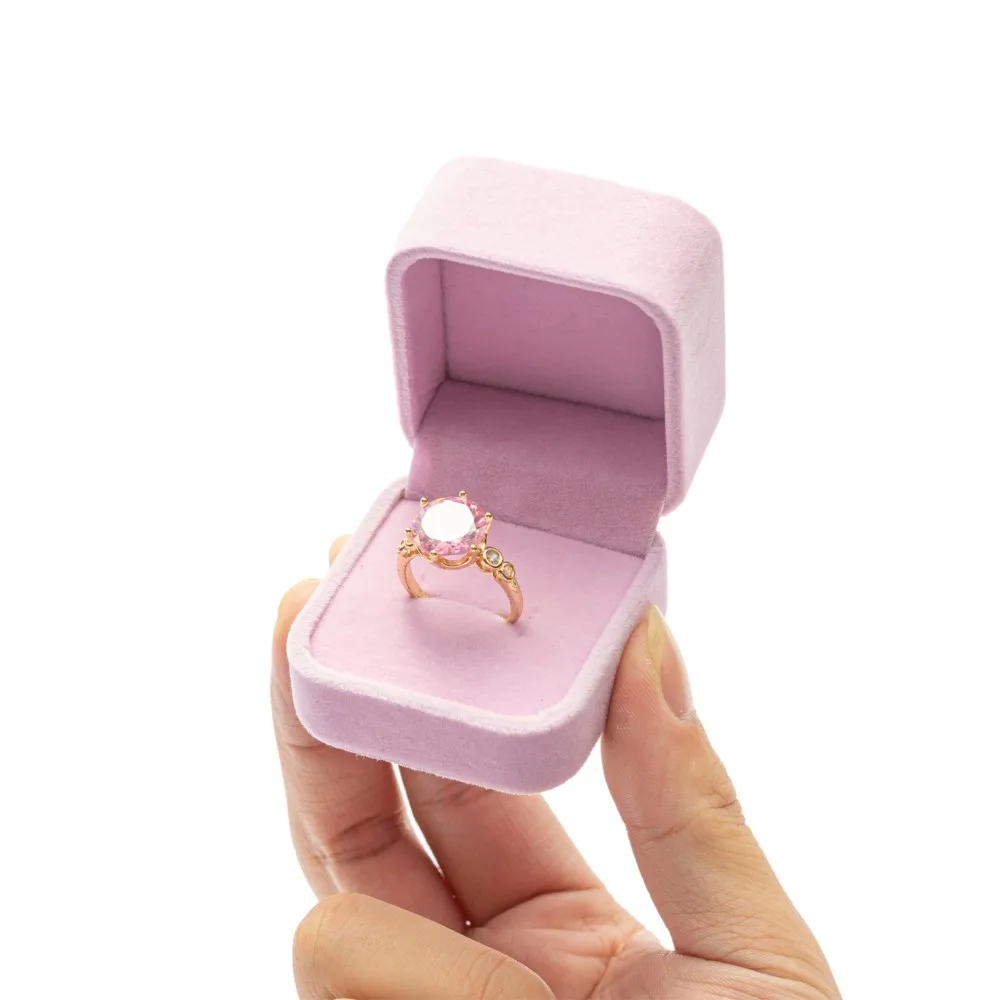 Square Engagement Velvet Earring Ring Packaging Box Jewelry Organizer Valentine Day Gift Case Ring Display Storage Wholesale - Image 3