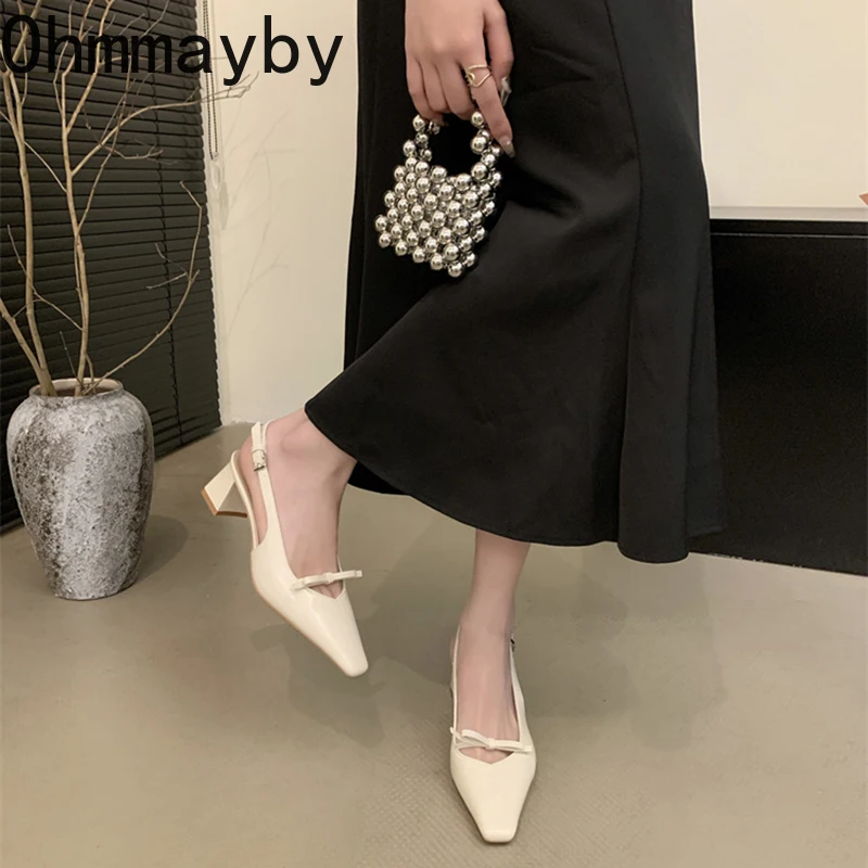 2025 Summer High Heel Women Sandals Fashion Square Toe Singbacks Pumps Stripper Party Female Sandalias - Image 5