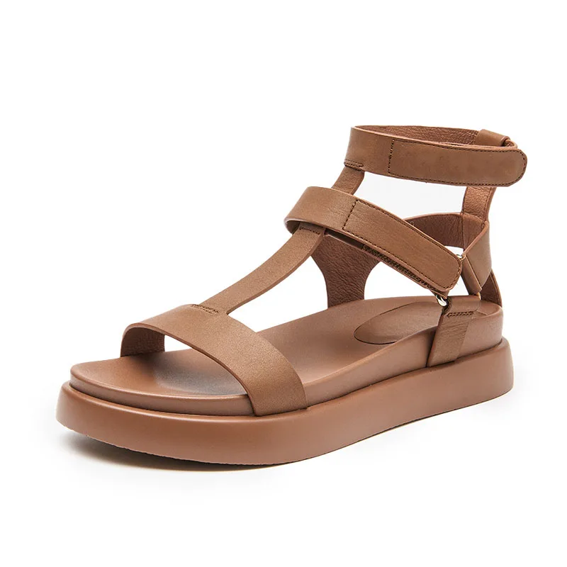 BeauToday Gladiator Sandals Women Genuine Calfskin Leather Open Toe T-Strap Thick Sole Summer Ladies Shoes Handmade 07130S - Image 7