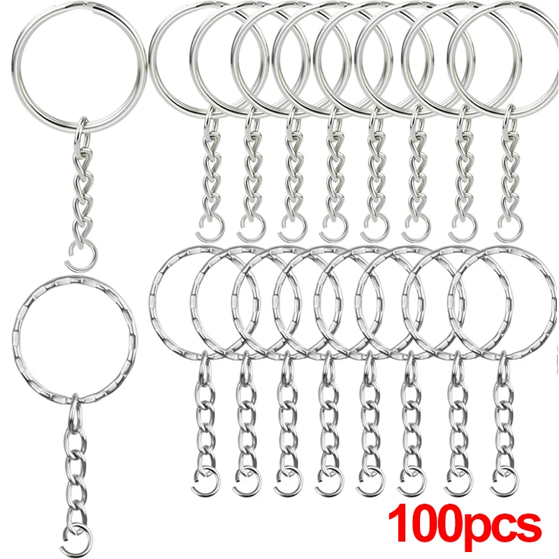 20/100pcs Metal Blank Keyring Keychain Split Rings Keyfob Key Rings Lobster Clasp Key Chain Key Pendant Stainless Steel Rings - Image 9