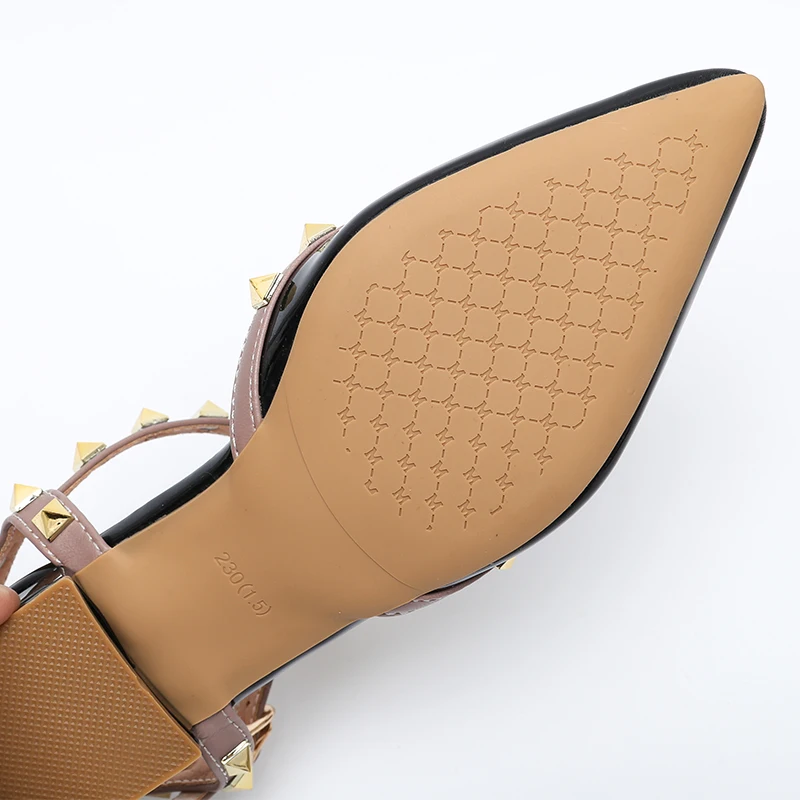 2024 Summer high-heeled women's sandals Fashion brand design pointed rivet red casual shoes Large size 41-43 - Image 5