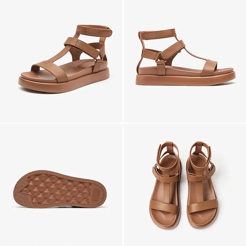 BeauToday Gladiator Sandals Women Genuine Calfskin Leather Open Toe T-Strap Thick Sole Summer Ladies Shoes Handmade 07130S - Image 6