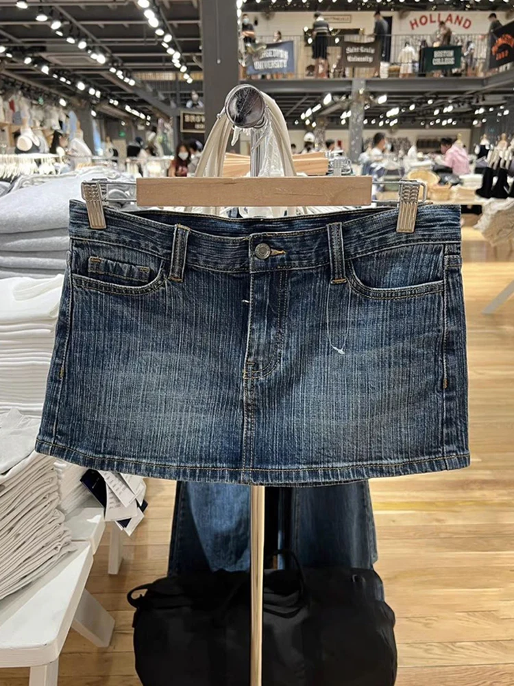 Vintage Blue Low Waist Denim Skirts Casual Chic Pockets A-line Summer Mini Skirts Women Y2k Streetwear Harajuku Slim Faldas 2023 - Image 17