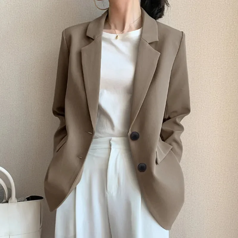 I DO: 01-05 00:14:45 Women Jacket New in Korean Fashion Small Suit Top Brown Suit Coat Clothes Loose Straight Temperament Slim B - Image 4