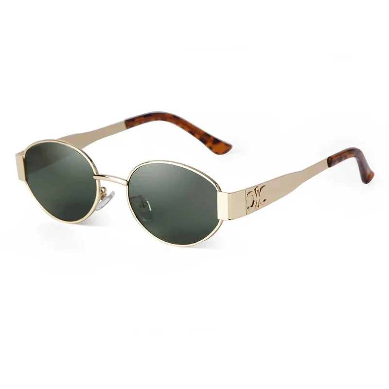 Retro Metal Frame Pilot Oval Sunglasses Women Men Brand Designer Vintage Round Sun Glasses Luxury 90s Green Lens Shades Male UV - Image 12