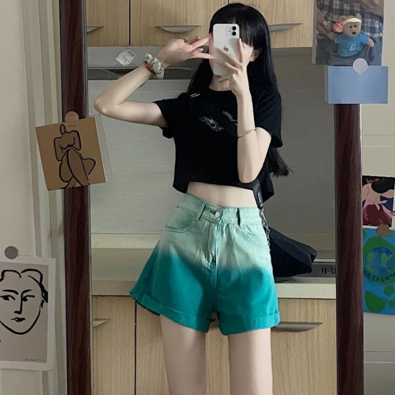 Blue High Waist Baggy Loose Wide Jeans Short Pants For Woman To Wear Women's Denim Shorts Offer High Quality Outfits Vintage XL - Image 2