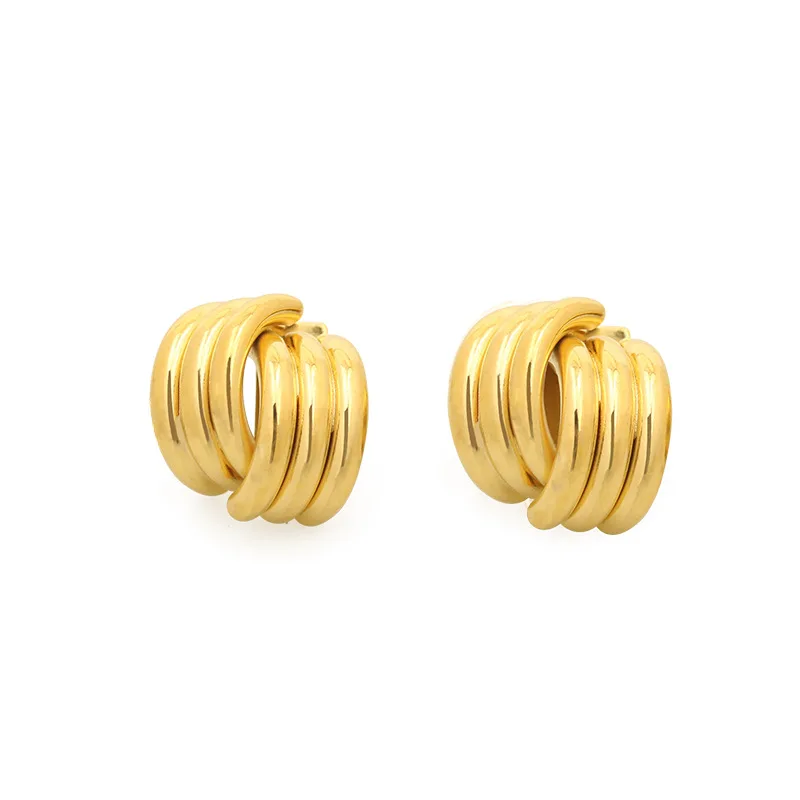 Vintage Texture Gold Plated Stainless Steel Earrings for Women Geometric Circle Twist Statement Earring Fashion Jewelry Bijoux - Image 15