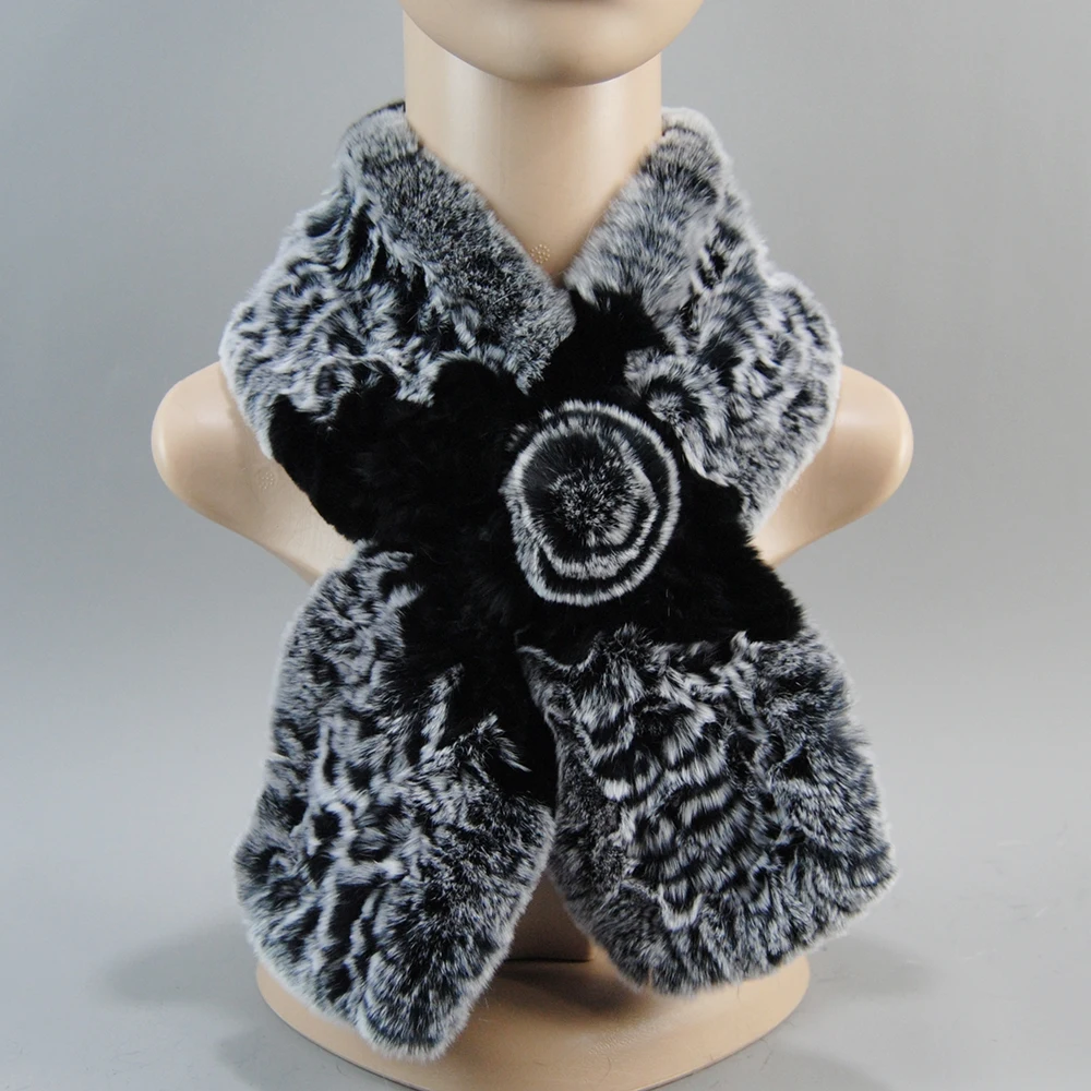 New Style Hand Knitted Real Natural Rex Rabbit Fur Scarf Women Winter Warm Rex Rabbit Fur Scarves Lady Soft Real Fur Neckerchief - Image 26