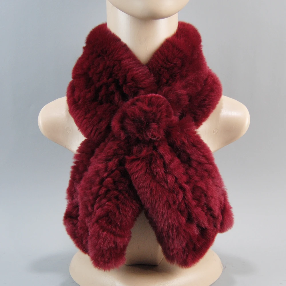New Style Hand Knitted Real Natural Rex Rabbit Fur Scarf Women Winter Warm Rex Rabbit Fur Scarves Lady Soft Real Fur Neckerchief - Image 18
