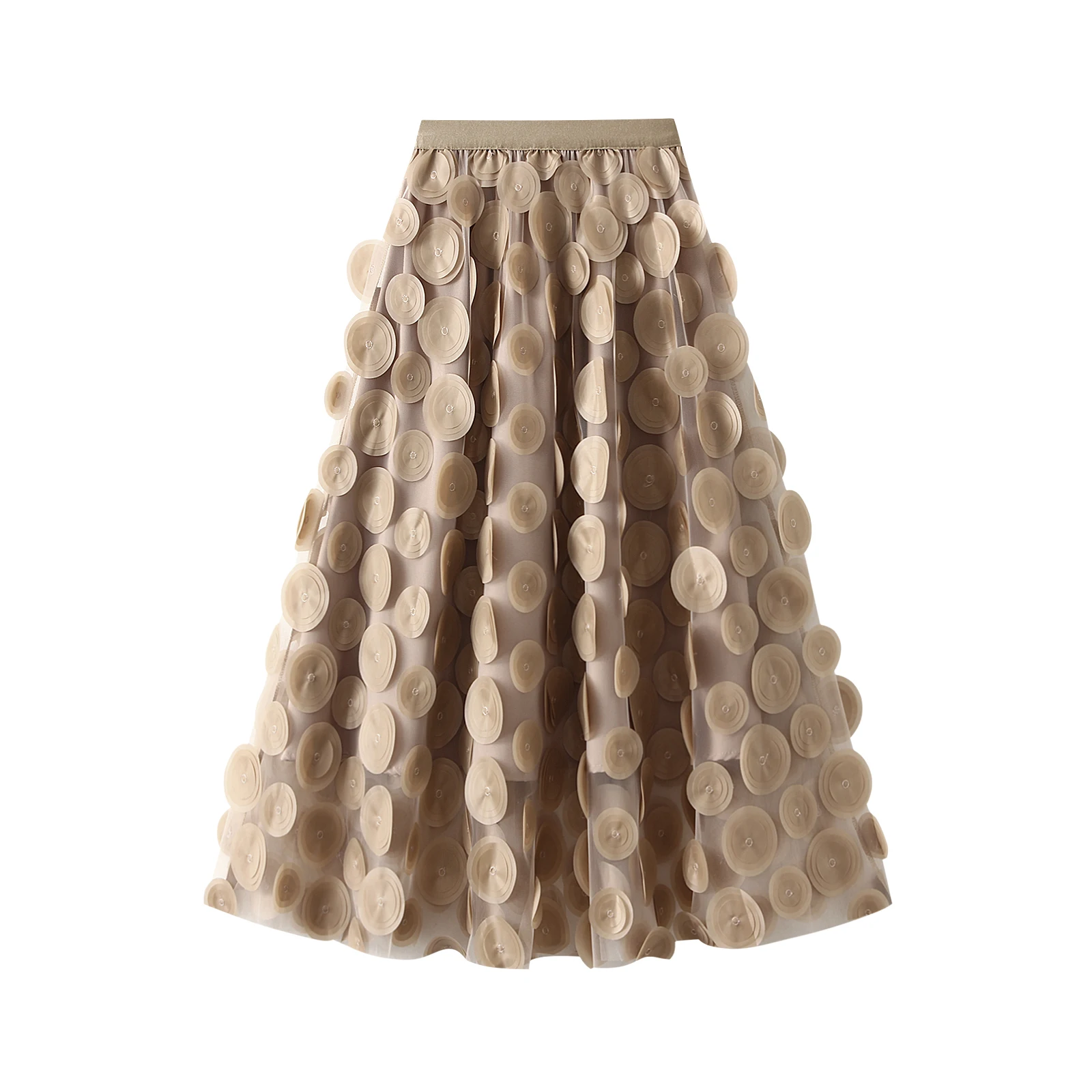 Women Tulle Tutu Skirt Solid Color 3D Dot Elastic Mesh Fairy A-Line Skirt for Beach Party Streetwear - Image 9