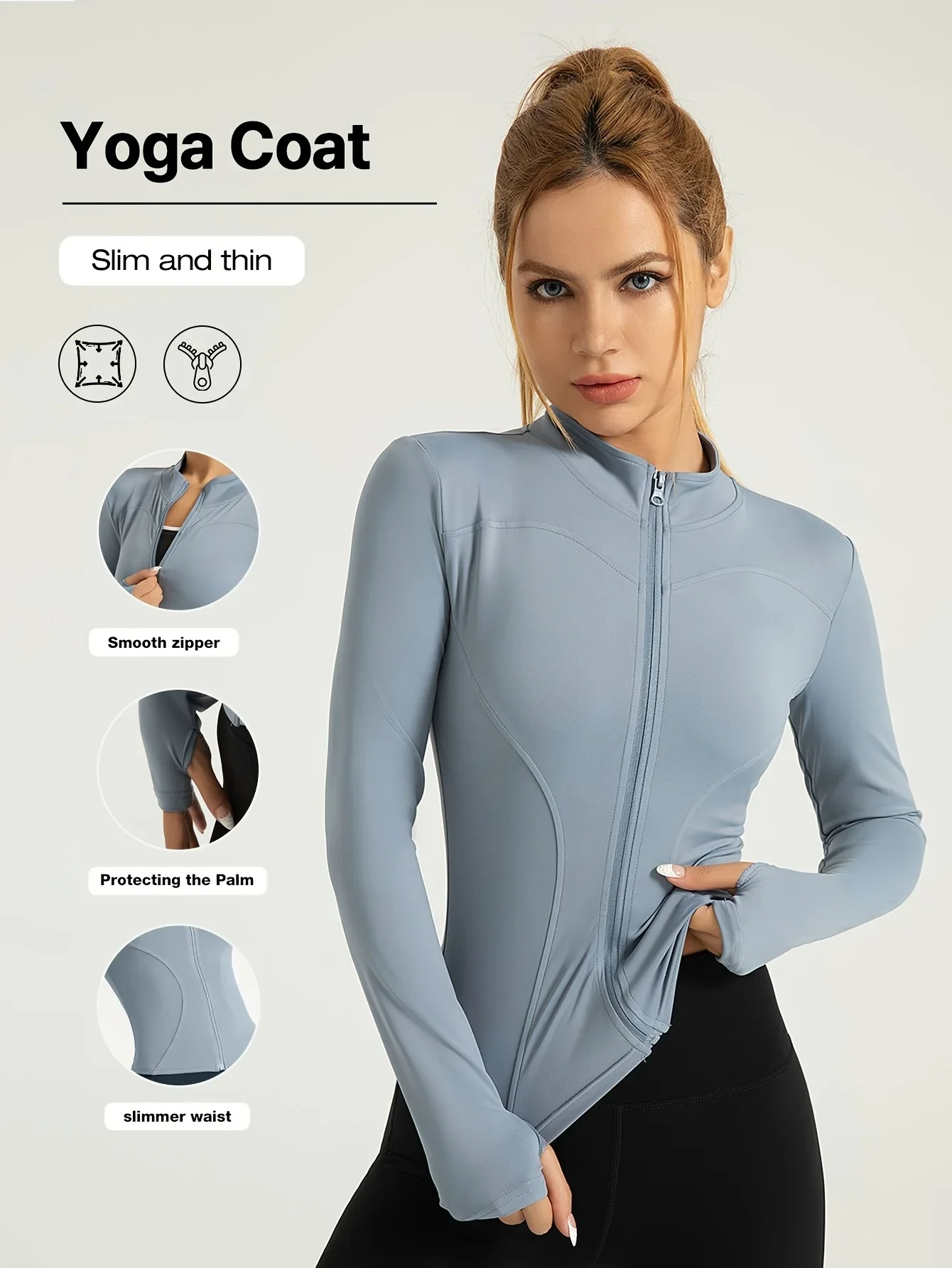 Seamless Sports Outerwear Yoga Coat Cropped Jacket for Gym Running High Waisted Moisture Wicking Workout Top with Coat Women - Image 15