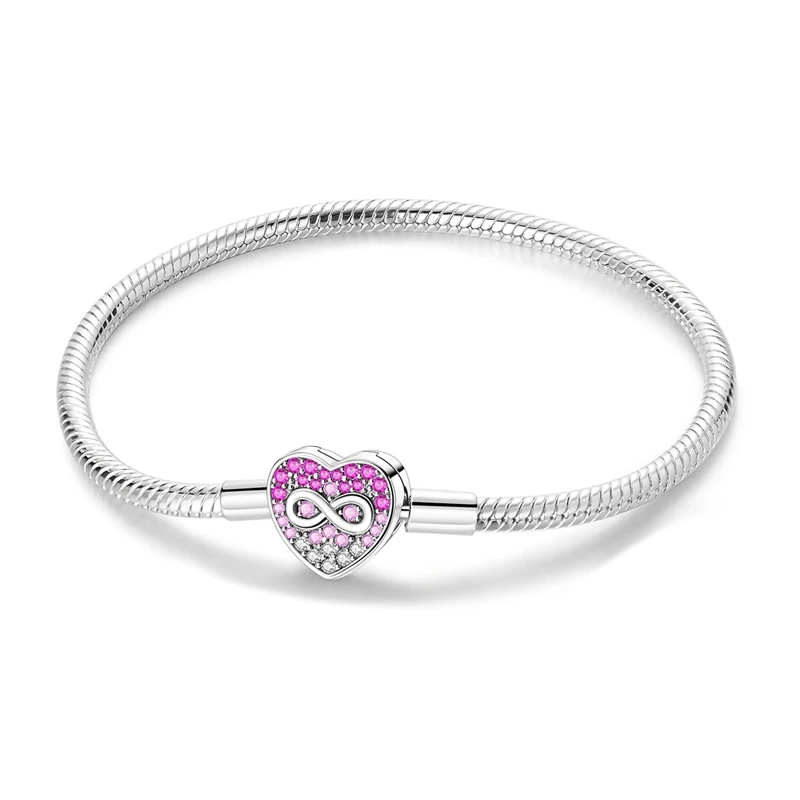 17-20CM Original 925 Sterling Silver Bracelets Clover Butterfly Cross Heart Bracelet Fit DIY Charms Beads Fashion Women Jewelry - Image 9