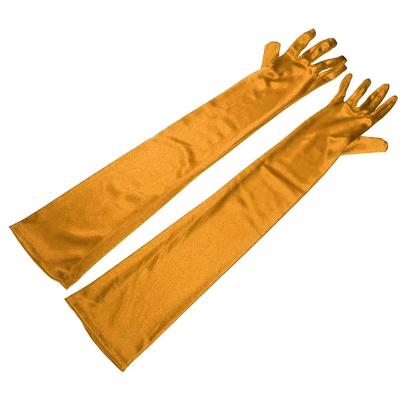Women Long Solid Satin Soft Multicolor Ceremonial Gloves Drive Ride Dance Performance Sunscreen Cosplay Elasticity - Image 14