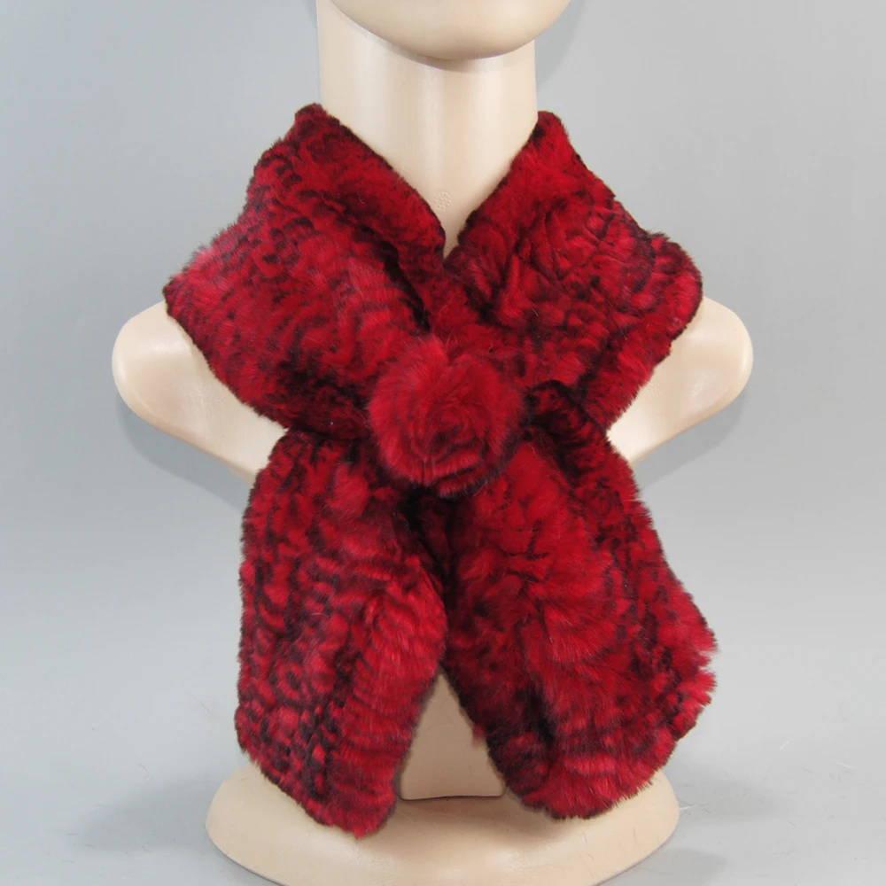 New Style Hand Knitted Real Natural Rex Rabbit Fur Scarf Women Winter Warm Rex Rabbit Fur Scarves Lady Soft Real Fur Neckerchief - Image 9
