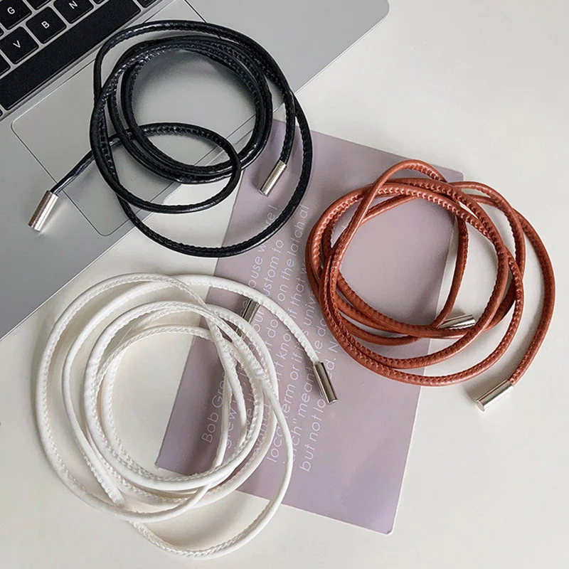 New Round Leather Rope Thin Belt Women Fashion Decorative Knotted Waist Rope Simple Self-Tie Skirt Coat Waist Belts Strap - Image 4