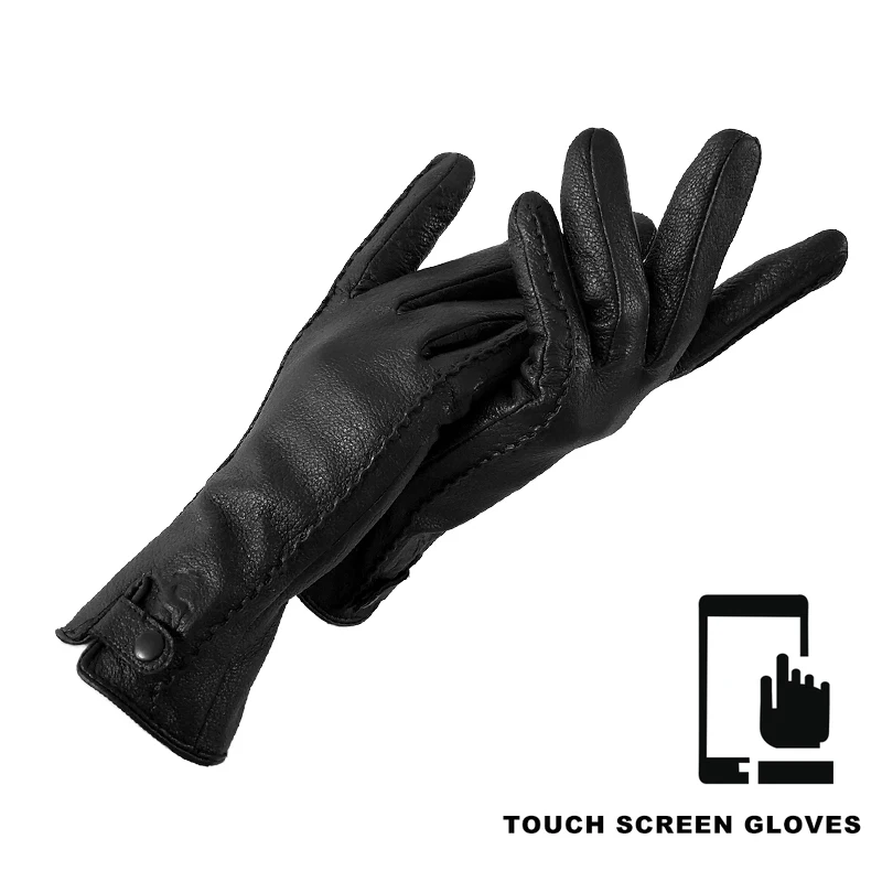 New Women's Gloves Genuine Leather Winter Warm Fluff Woman Soft Female Rabbit Fur Lining Riveted Clasp High-quality Mittens - Image 8