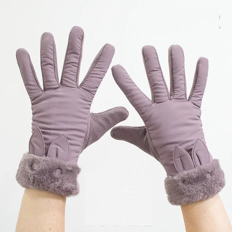 Winter Female Cashmere Warm Suede Leather Cycling Mittens Double Thick Velvet Plush Wrist Women Touch Screen Driving Gloves - Image 12