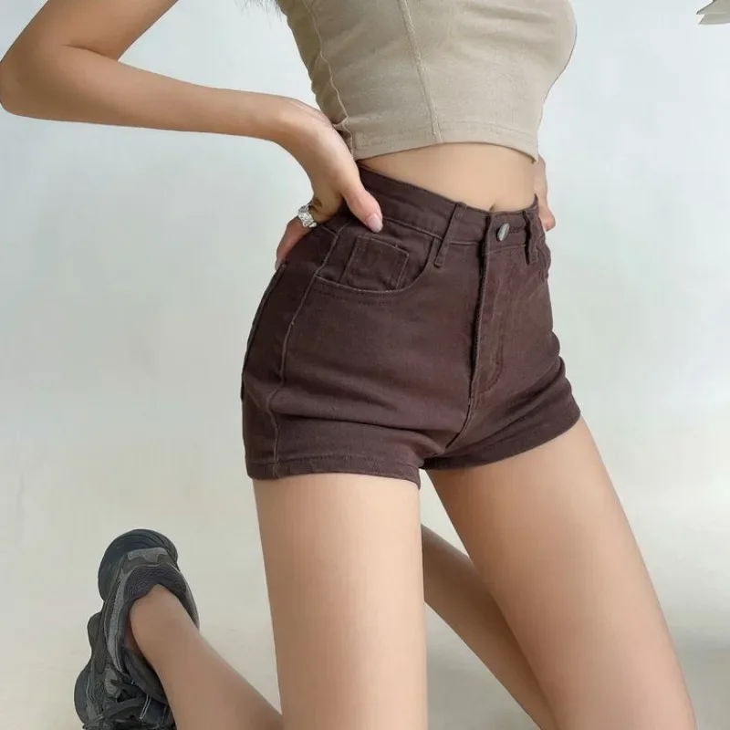 Female Short Jeans Pants Retro Brown Women's Denim Shorts Wholesale Streetwear Harajuku Fashion Outfits Youthful Comfy Hot Jorts - Image 3