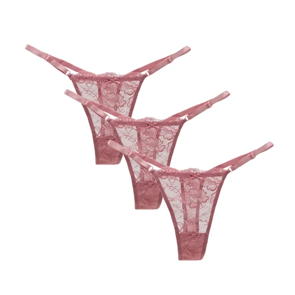3PCS Adjustable Sexy Transparent Thong Panties Women Lace Underwear Low Waist Female T-back String Underpants - Image 15