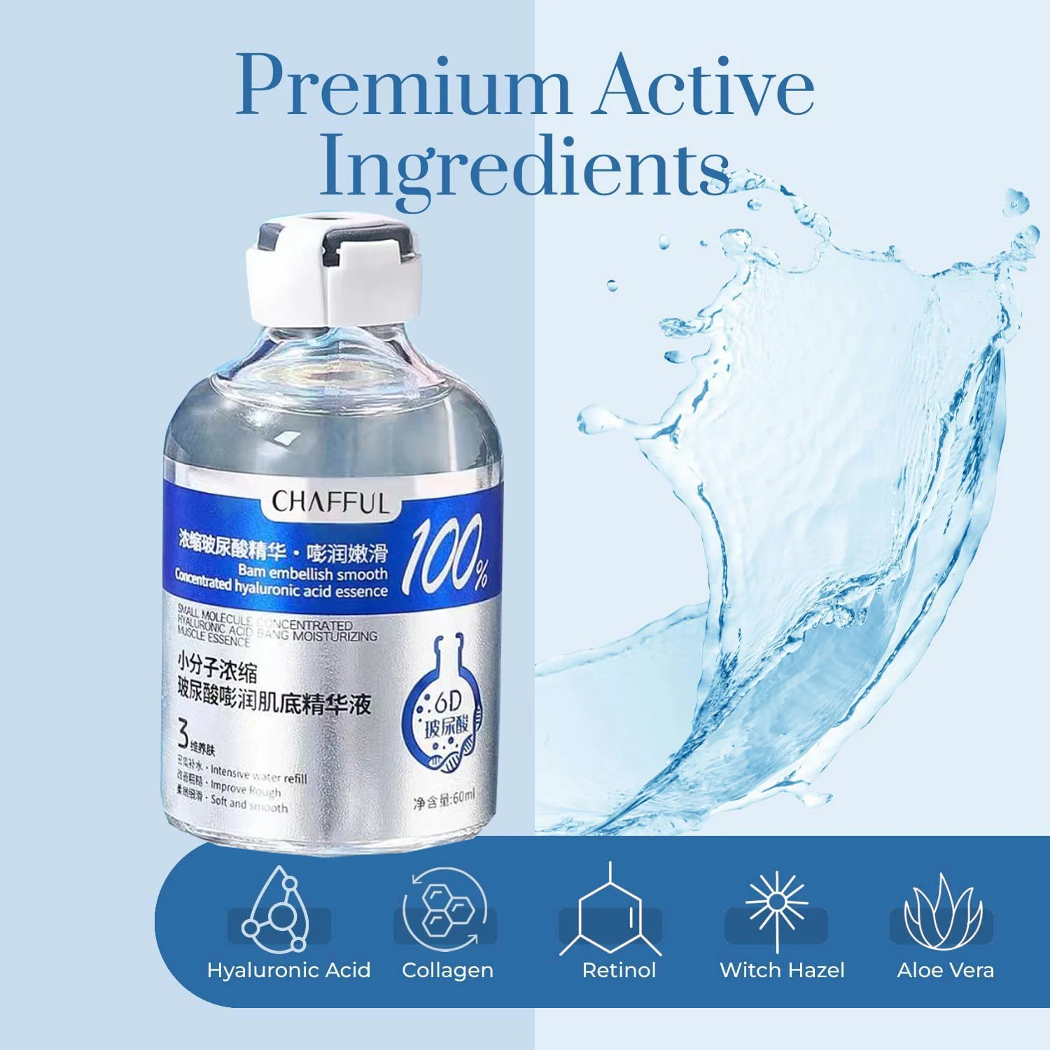 2pcs Hyaluronic Acid Facial Essence Deep Moisturizing Facial Skin Essence Korean Skin Care Products Reduces Dry Skin - Image 4