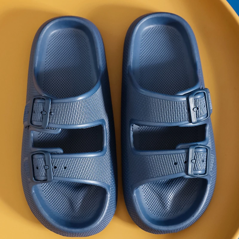 2023 New Adjustable Slippers Thick Sole Slippers Double Buckle Home Bathroom Anti Slip Cloud Slippers Women Outdoor Beach Slides - Image 8