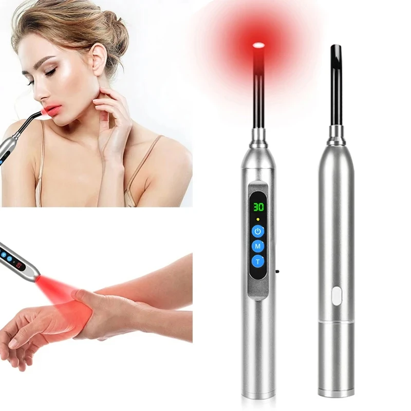 Tuhopeta Red Light Therapy Device for Mouth Sores 660nm 850nm Near-Infrared LED Skin Care Wand for Cold Sore Treatment