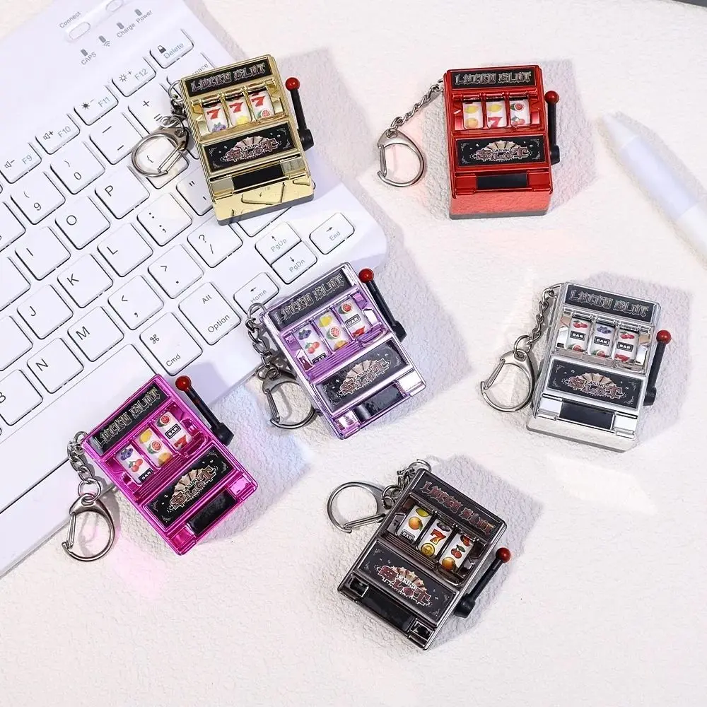 Mini Gambling Slot Machine Key Chains Creative Arcade Pocket Fruit Lucky Jackpot Gadget Antistress Toy Funny Games Keychain Ring - Image 2