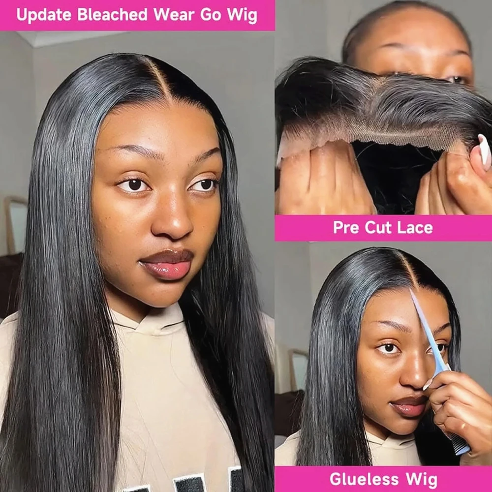 Glueless Wear and Go Bone Straight Lace Front Wigs 4x4 5x5 Pre-Cut Lace Wig Human Hair Ready To Wear Lace Closure Wig For Women - Image 2