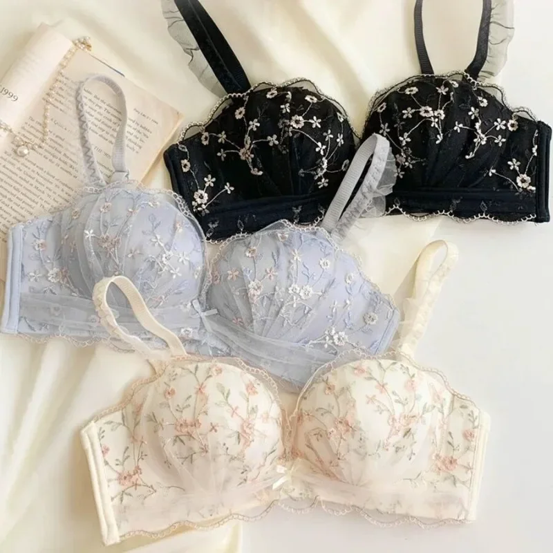 Small Breasts Gathered Women's Underwear Flat Chest Collection Side Breast Anti-sagging No Steel Ring Embossed Women's Bra - Image 4