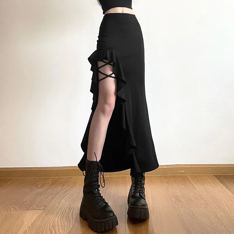 cross-border foreign trade spring and summer new sexy irregular strap open high Fanny pack hip senior sense skirt women - Image 3
