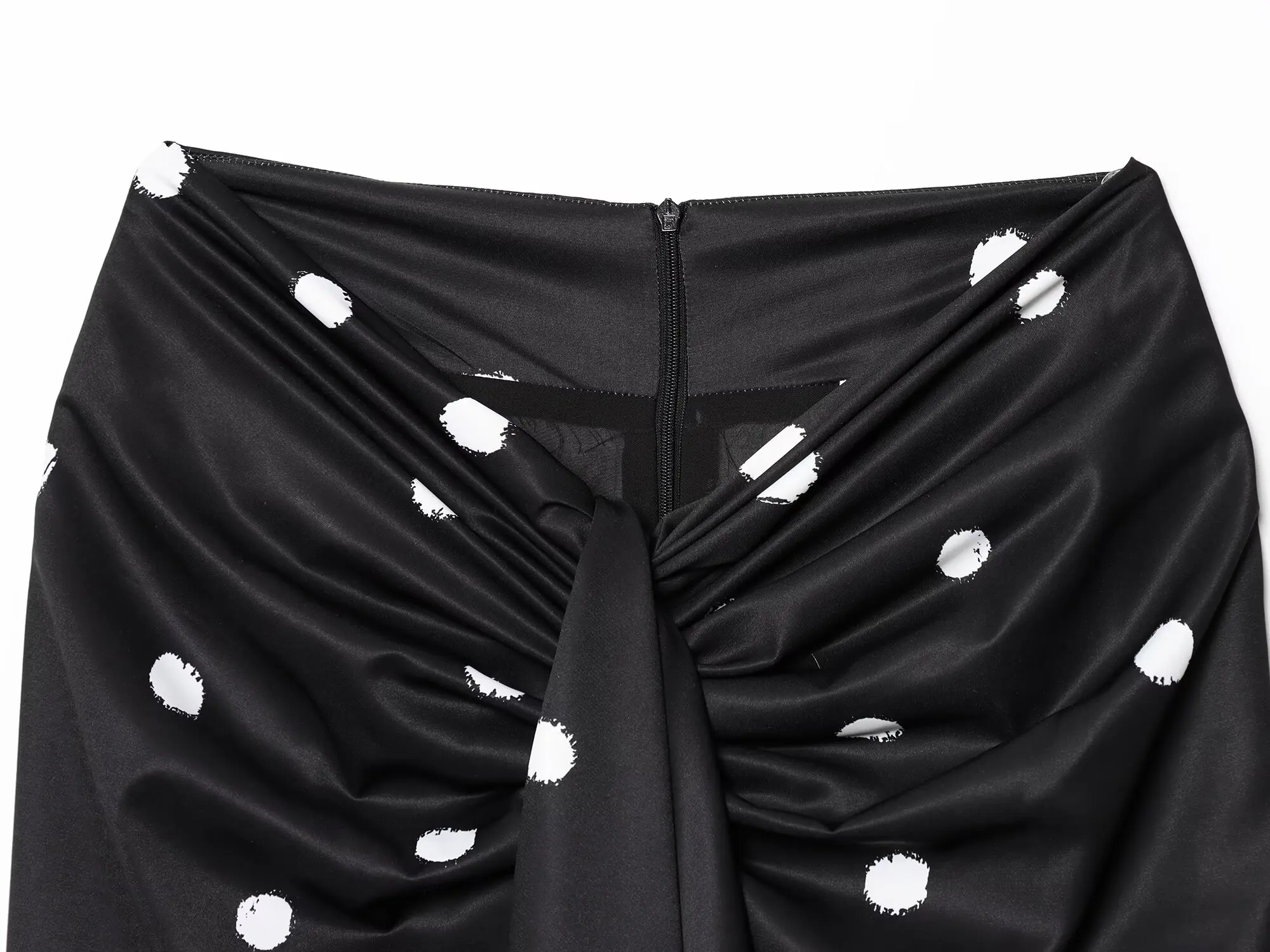2025 Sexy Black Polka Dot Midi Skirt: Thigh-High Slit, Bow-Tie Waist, Ankle-Length Curve-Hugging Design For Woman Summer Casual - Image 4