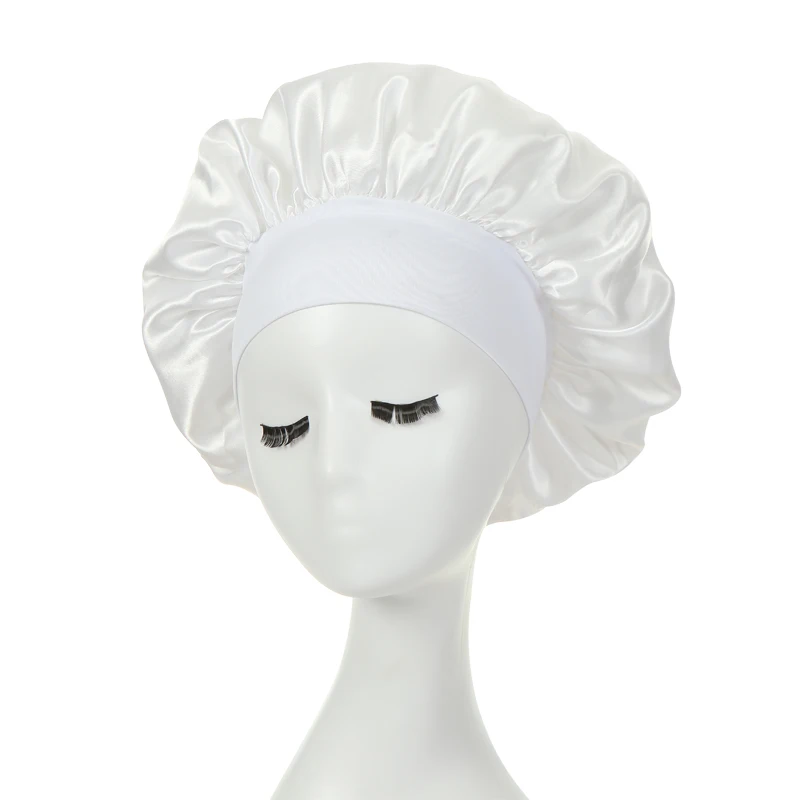 2PCS Milk Imitation Silk Wide Brim Satin Cloth Women's Hair Hat Bonnet Elastic Band Headwear bonnets for women - Image 19