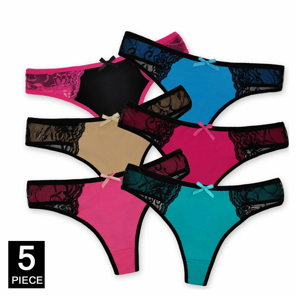 Ladies Sexy Lace Panties Women Thongs Breathable Low Waist Fashion G Strings Hollow Transparent Underwear Lingerie 5 pcs/lot - Image 8