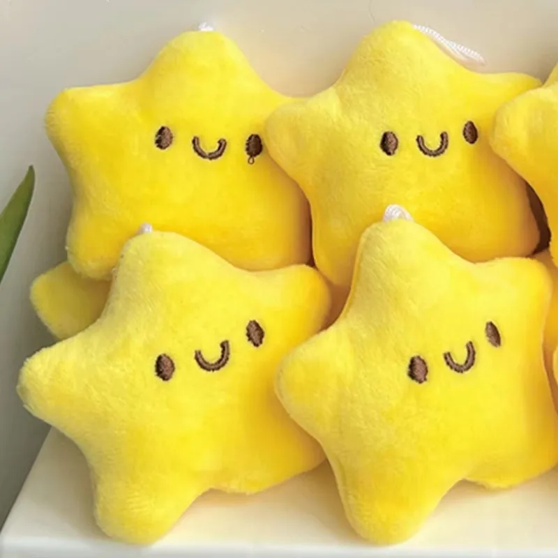 Cute Stars Plush Toy Keychain Girls Fluffy Soft Cute Backpack Bag Pendant Practical Mini Yellow Keychain Charms Keychains Gifts - Image 3