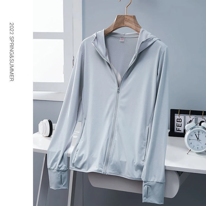 UPF50+ Sun Protection jacket women Ice Silk Hooded Coat for Summer Air Conditioning Clothing Breathable Solid Color - Image 12