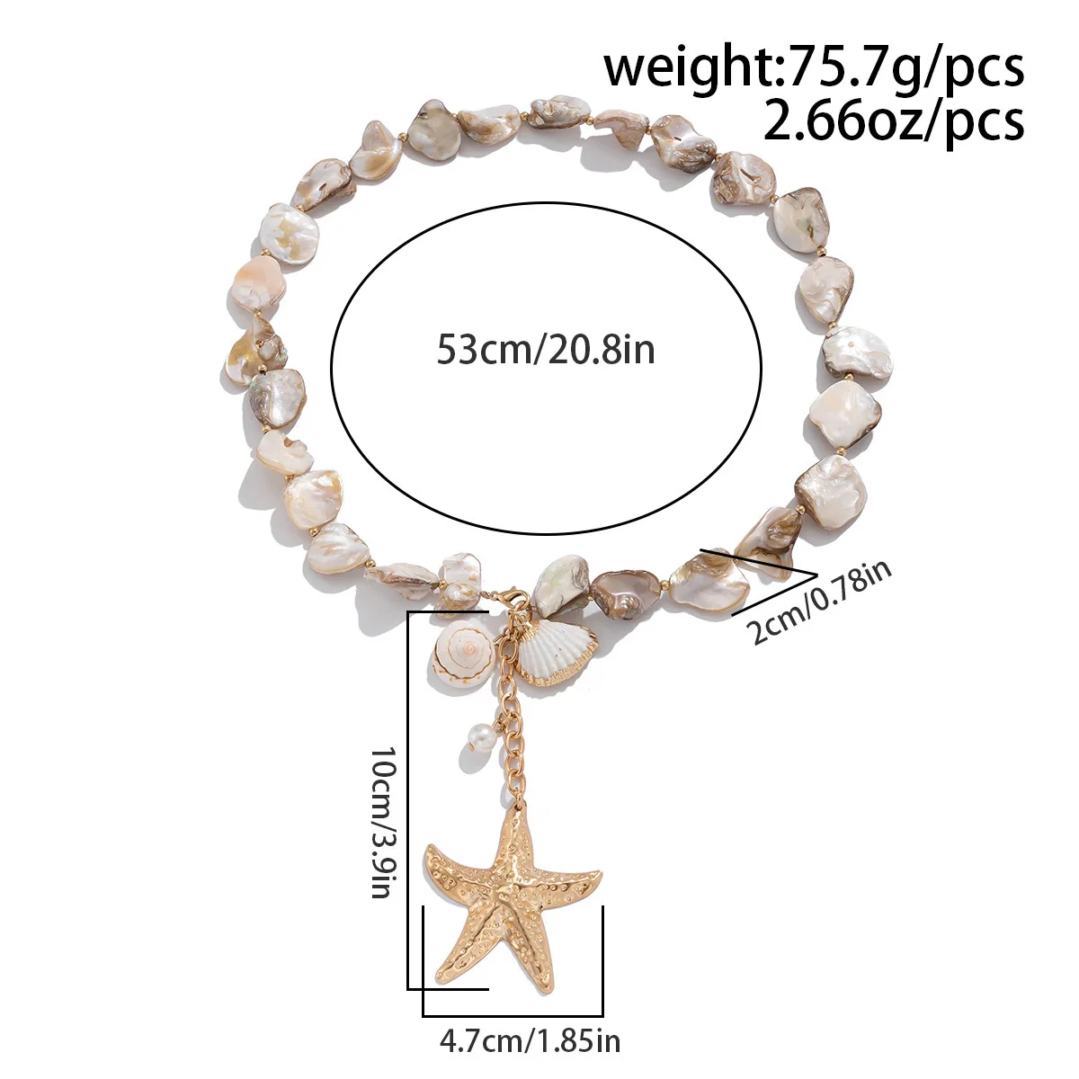 Retro Starfish White Shell Conch Pendant Necklace Women 2024 Simple Creative Colorful Stones Hand Woven beach Jewelry Girls - Image 2