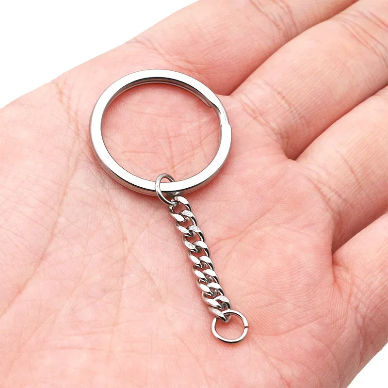 5pcs/lot Polished Whole Stainless Steel Keyring Keychain Split Ring with Short Chain Key Rings Women Men DIY Key Chains - Image 6